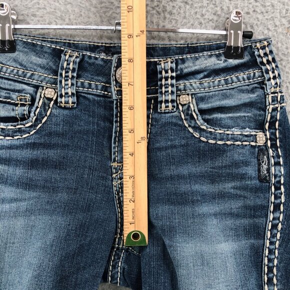 Silver Jeans Womens 26 Suki Mid Capri Blue Fluid Denim Contrast Stitch Stretch - Picture 10 of 13